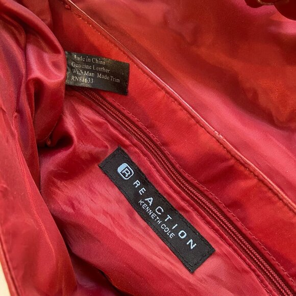 Kenneth Cole Reaction Red vegan Leather Shoulder Bag With Adjustable Strap - Picture 4 of 11